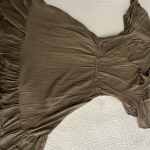 Olive green, short sleeve summer dress